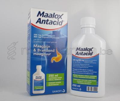 MAALOX ANTACID 230MG/400MG/10ML 250 ML DRINKBARE SUSPENSIE (geneesmiddel)